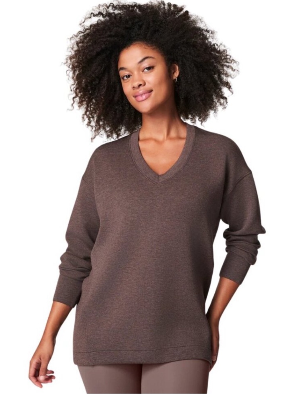 Spanx AirEssentials Brushed V-Neck Oversized Tunic Heather Smoke Medium